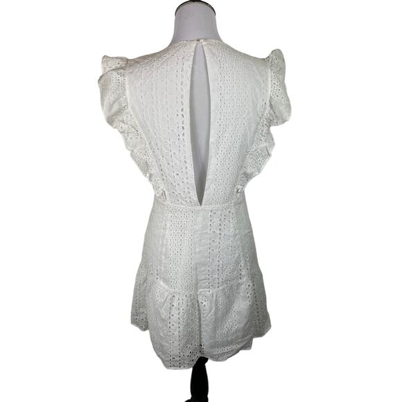 Miss Me White Eyelet and Ruffle Western Mini Dress, Size Small, White - Picture 2 of 13